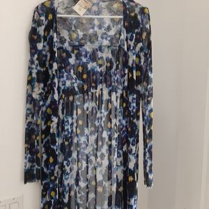 FUZZI blue floral see through cardigan